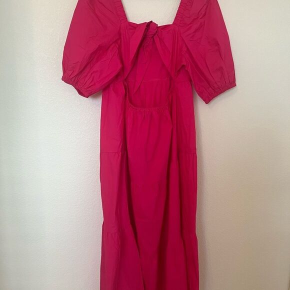 MINKPINk Puff-Sleeve Open-Back Tiered Midi Dress NEW NWT - Picture 5 of 6